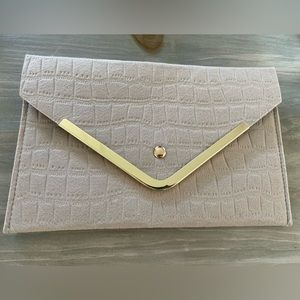 NEW Tan Clutch w/ Gold Trim & Magnet Closure - Soft Material